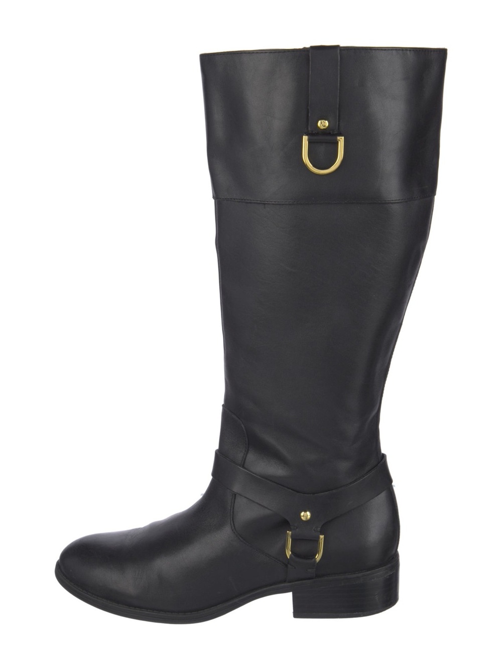 Ralph Lauren Mesa Black Leather Riding Gold Tall Equestrian Boots women’s 9